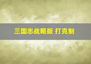 三国志战略版 打克制